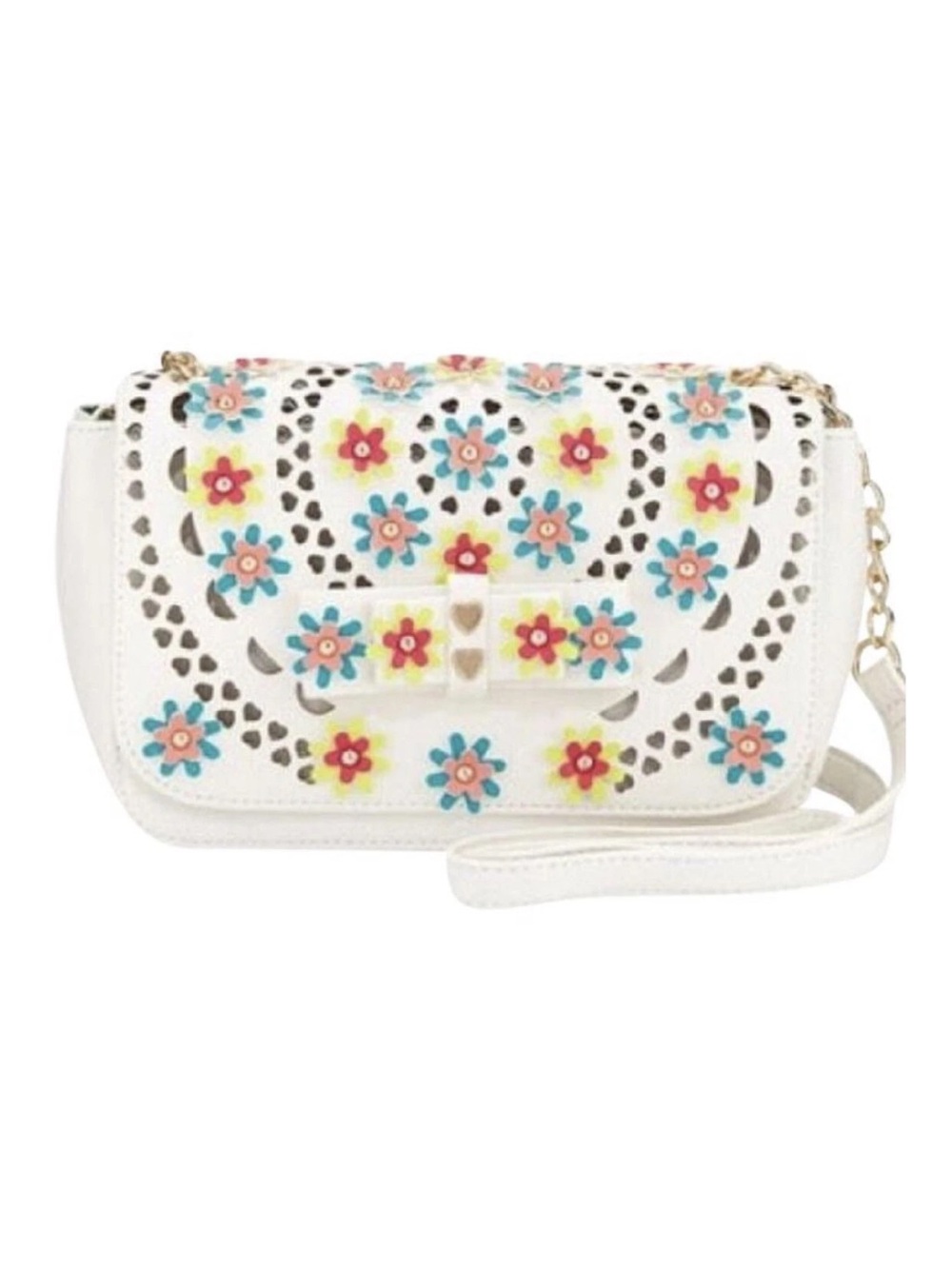 NWT Betsey Johnson White Rosie Posie Crossbody Bag RARE